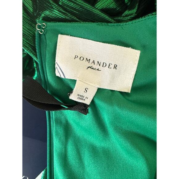 Tuckernuck Pomander Place Emerald Crinkle Lurex Lillith Green Dress  Size S - Picture 11 of 15